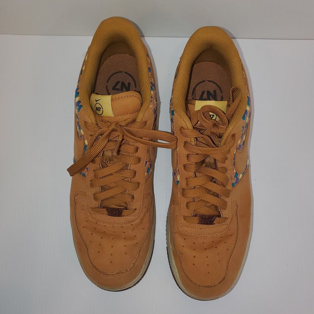 Nike Air Force 1 N7  Woven Tan Multicolor Suede Low Top  Mens 12 - Picture 6 of 8